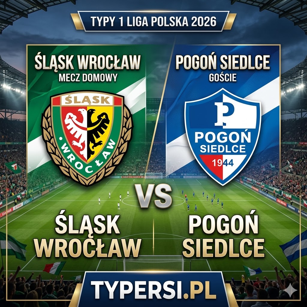 Typy Bukmacherów 1 liga polska 2026 : Śląsk Wrocław vs Pogoń Siedlce - 27 kolejka